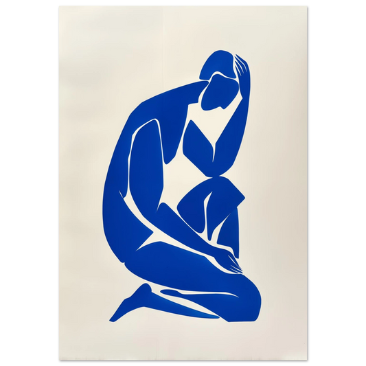 Stille Figur in Blau Poster 70x100 cm - Pixara
