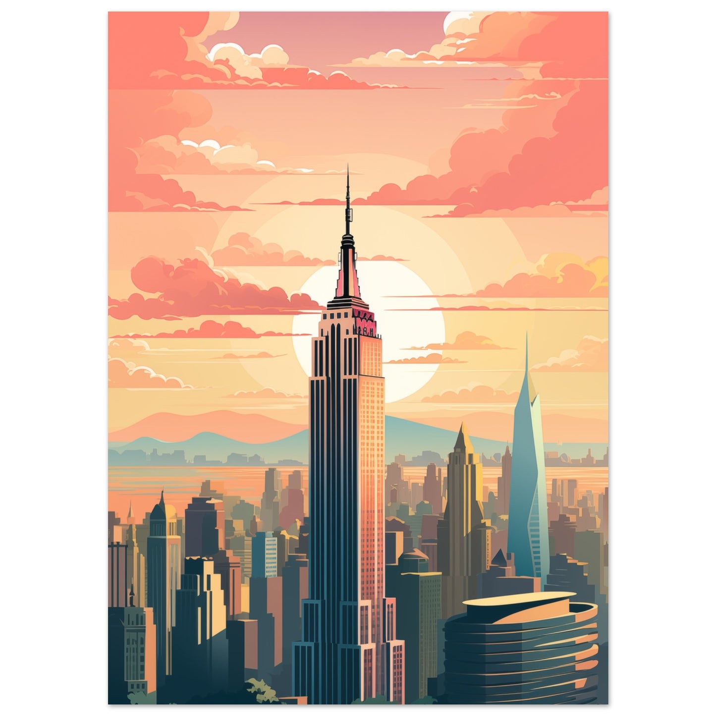 New York Skyline im Morgengrauen Poster 13x18 cm - Pixara