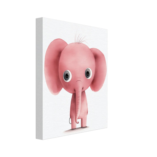 Leinwand „„Ellie", das Herzchen“ mit niedlicher rosa Elefant mit großen Ohren und großen Augen, 20x25 cm
