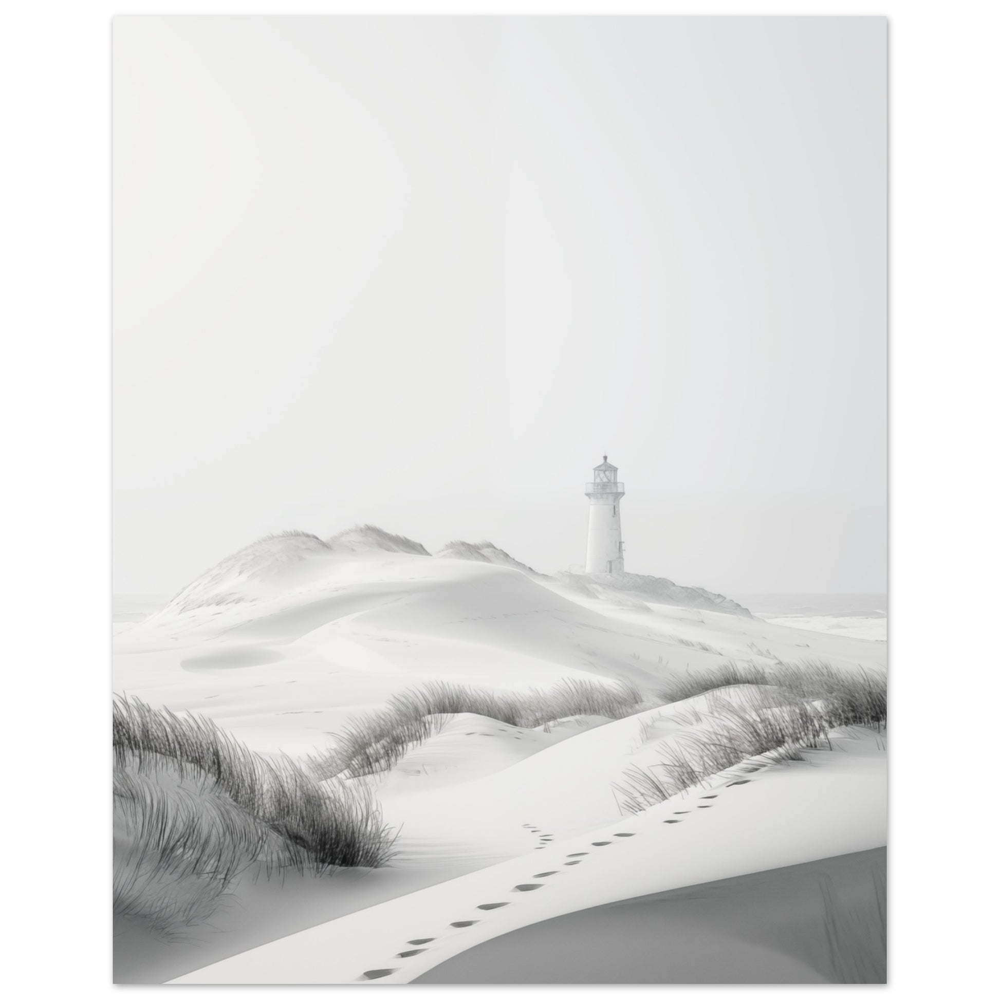 Leuchtturm in den Dünen Poster 20x25 cm - Pixara