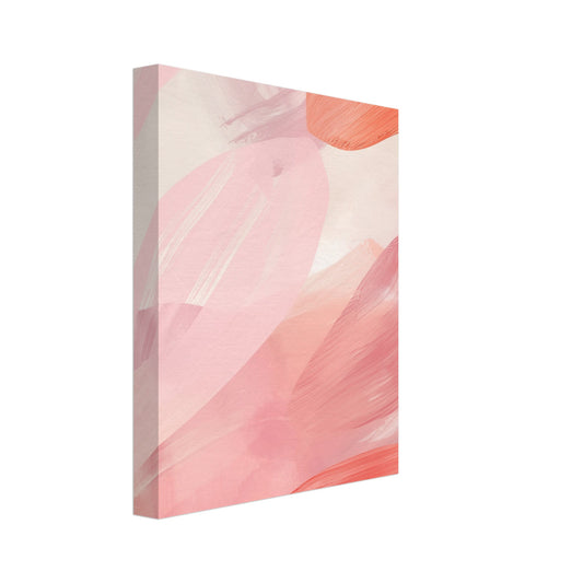 Leinwand „Soft Pastel Breeze“ mit abstrakten Pinselzügen in Rosa, Koralle, Creme und Weiß, 20x25 cm