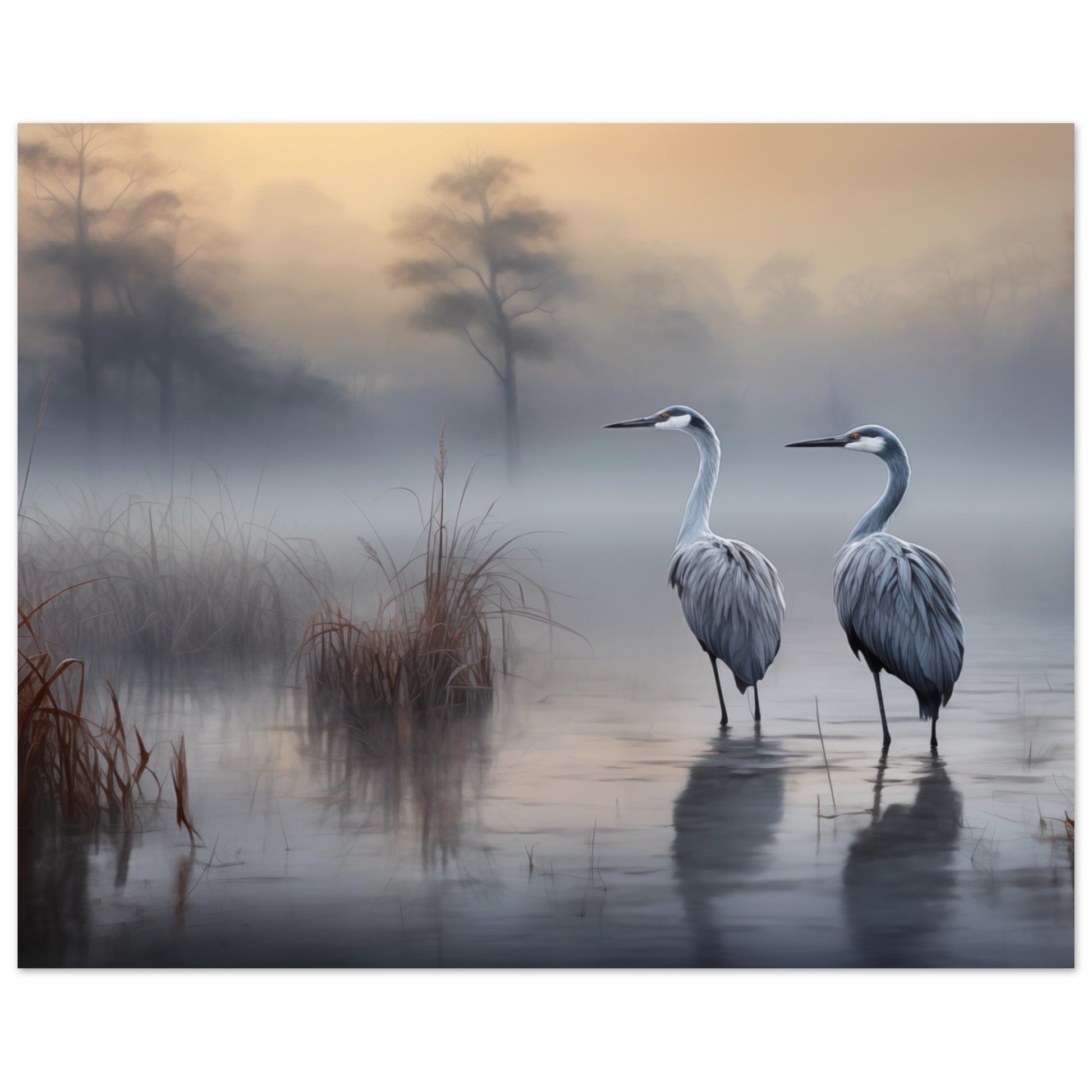 Morgendämmerung der Kraniche Poster 20x25 cm - Pixara