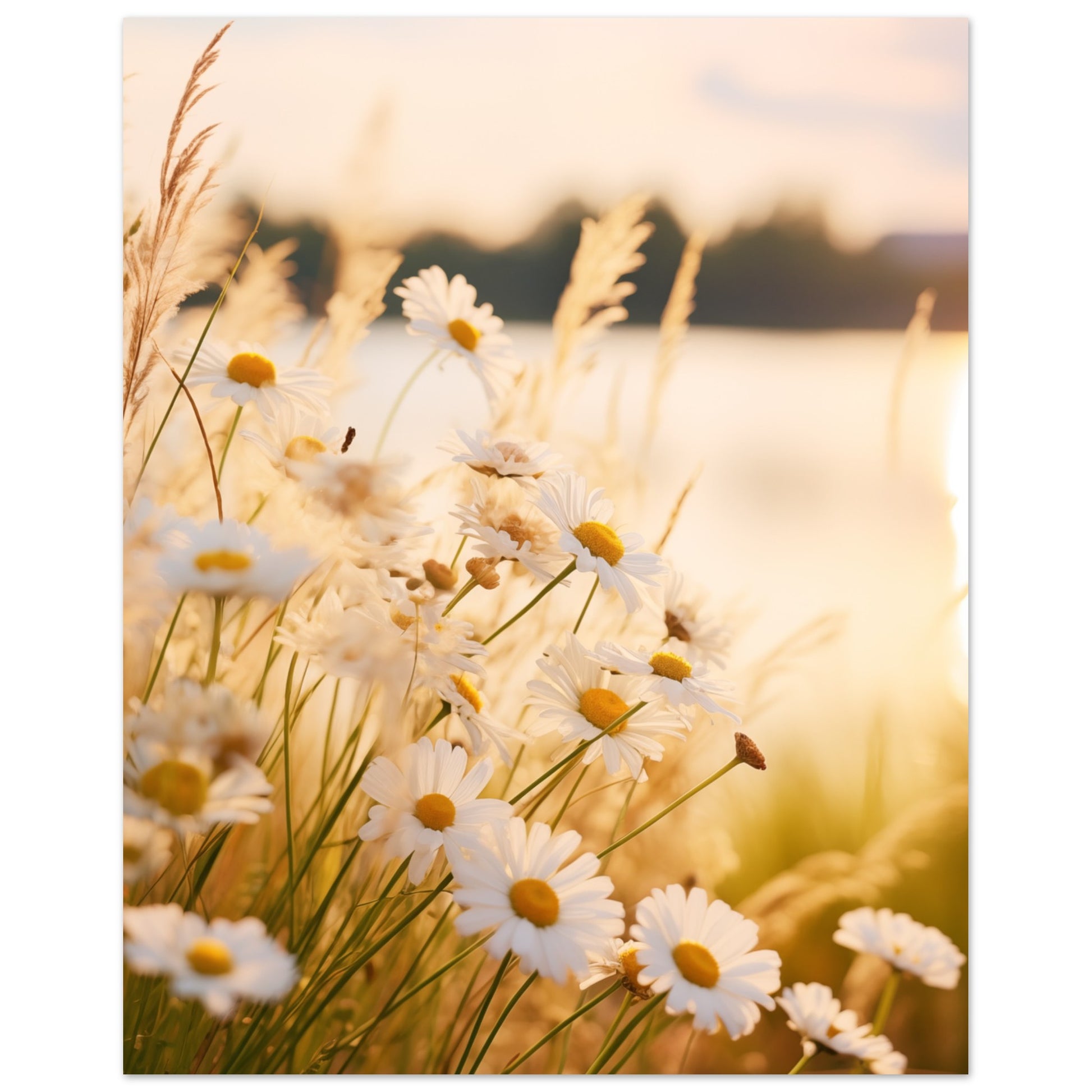 Abendsonne und Gänseblümchen Poster 20x25 cm - Pixara