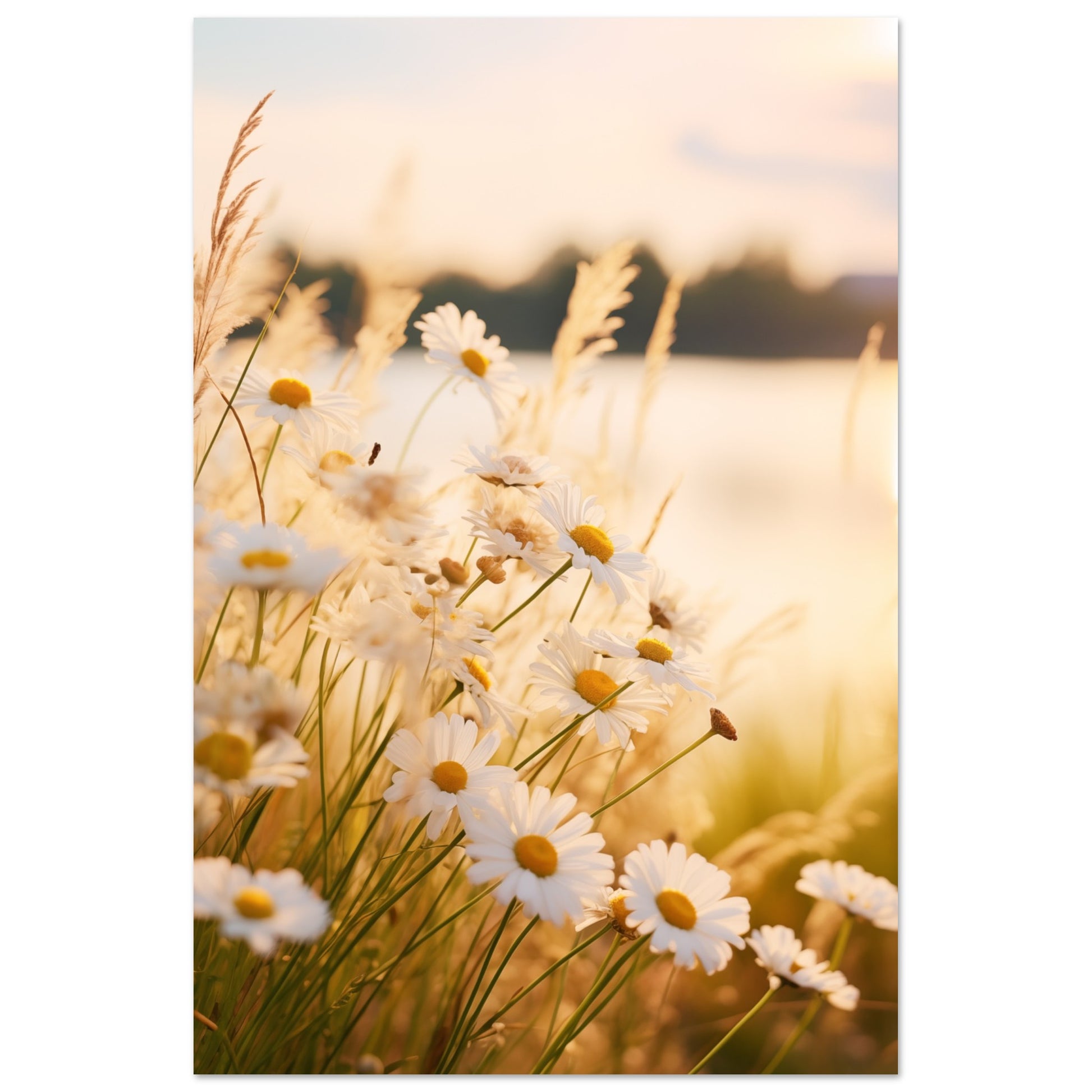 Abendsonne und Gänseblümchen Poster 60x90 cm - Pixara