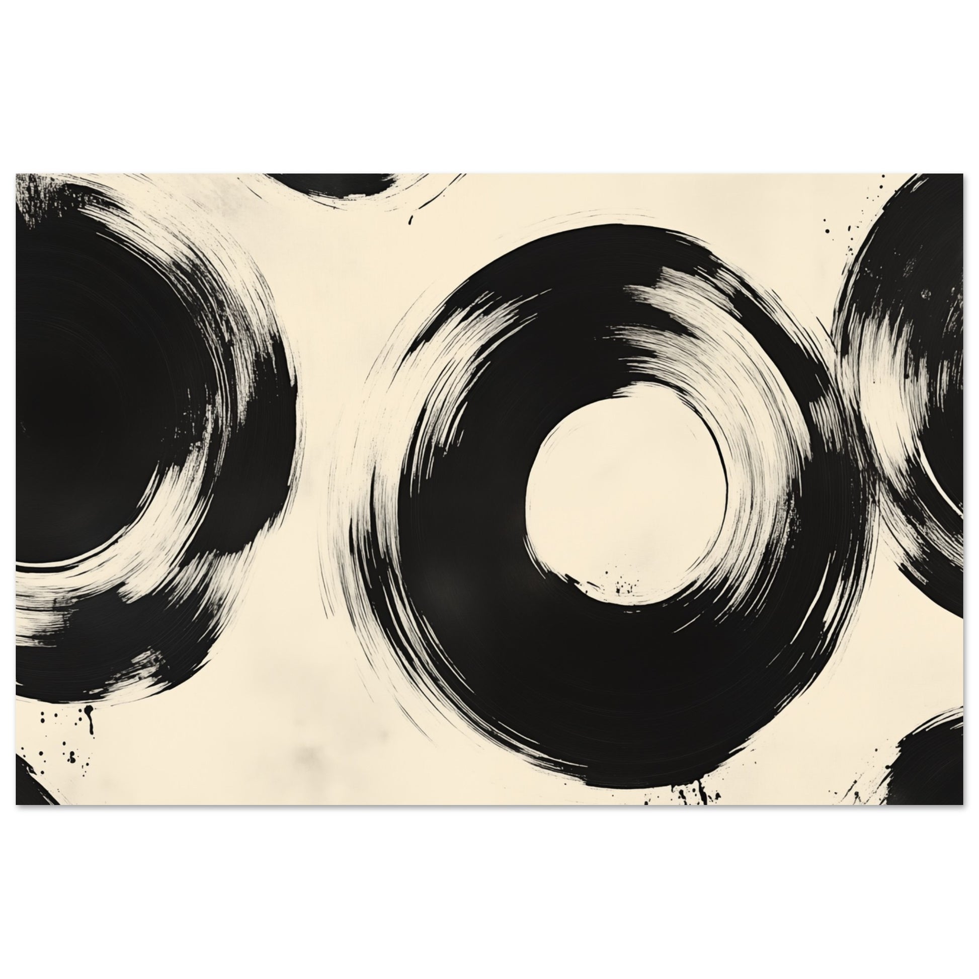 Zen-Kreise – Abstrakte Tintenmalerei 60x90 cm - Pixara