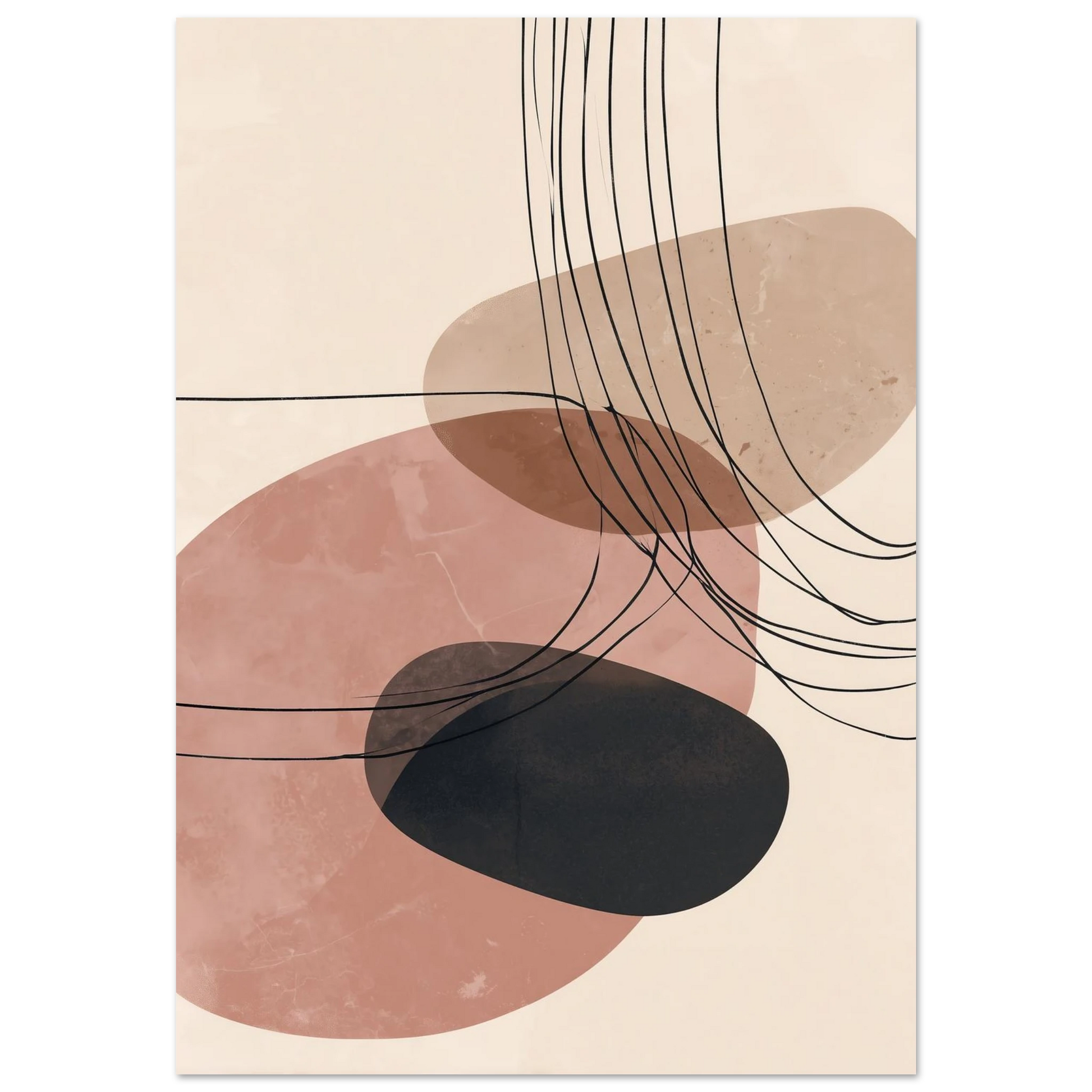 Abstrakte Formen – Balance in Rosé und Beige Poster 70x100 cm - Pixara
