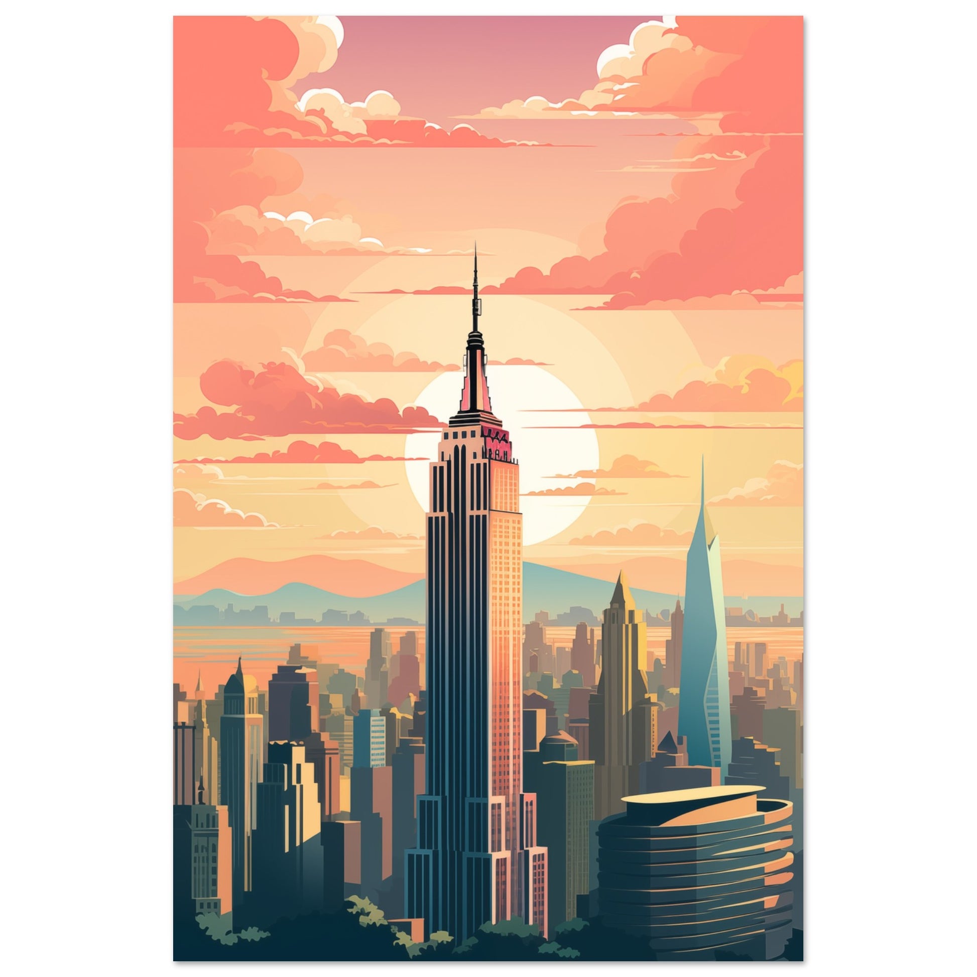 New York Skyline im Morgengrauen Poster 60x90 cm - Pixara