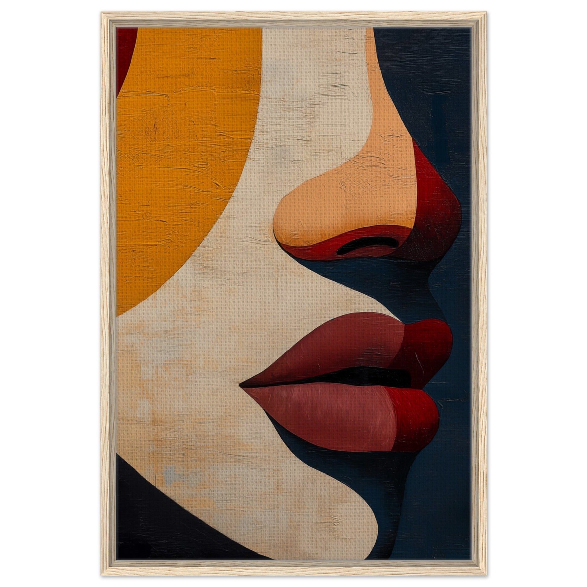 Abstrakte Geometrie eines Gesichts | Gerahmte Leinwand Holzrahmen 60x90 cm - Pixara
