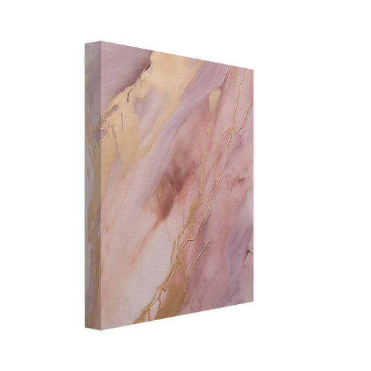 Leinwand „Purpur-Gold“ mit abstrakter Marmorstruktur in Altrosa, Creme und Gold, 20x25 cm