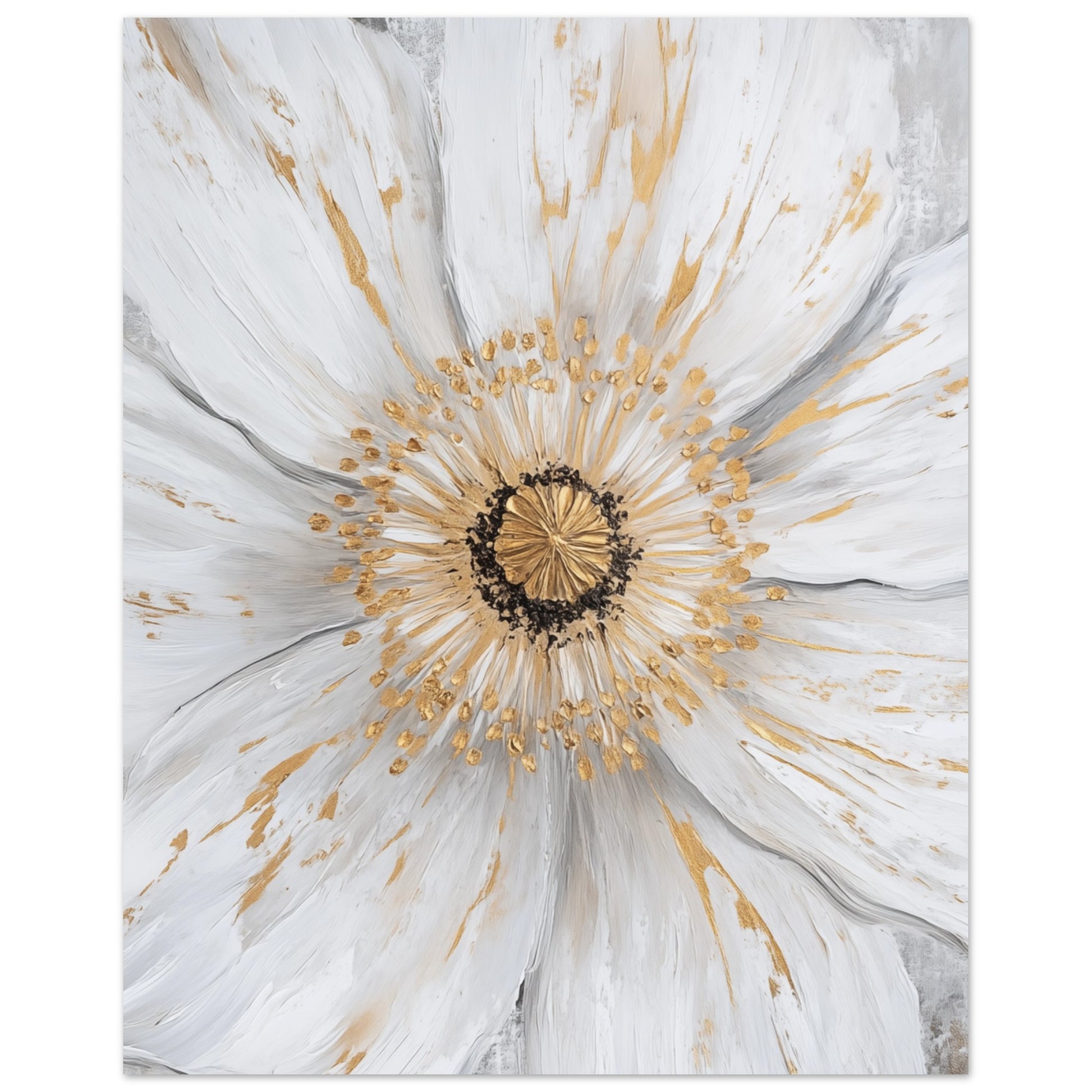 Weiße Blume mit goldenen Akzenten Poster 20x25 cm - Pixara