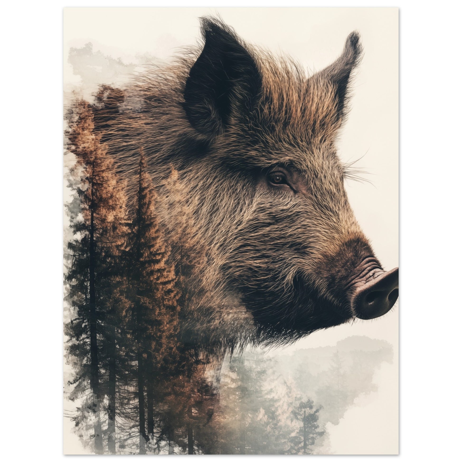 Doppelbelichtung Wildschwein 30x40 cm - Pixara