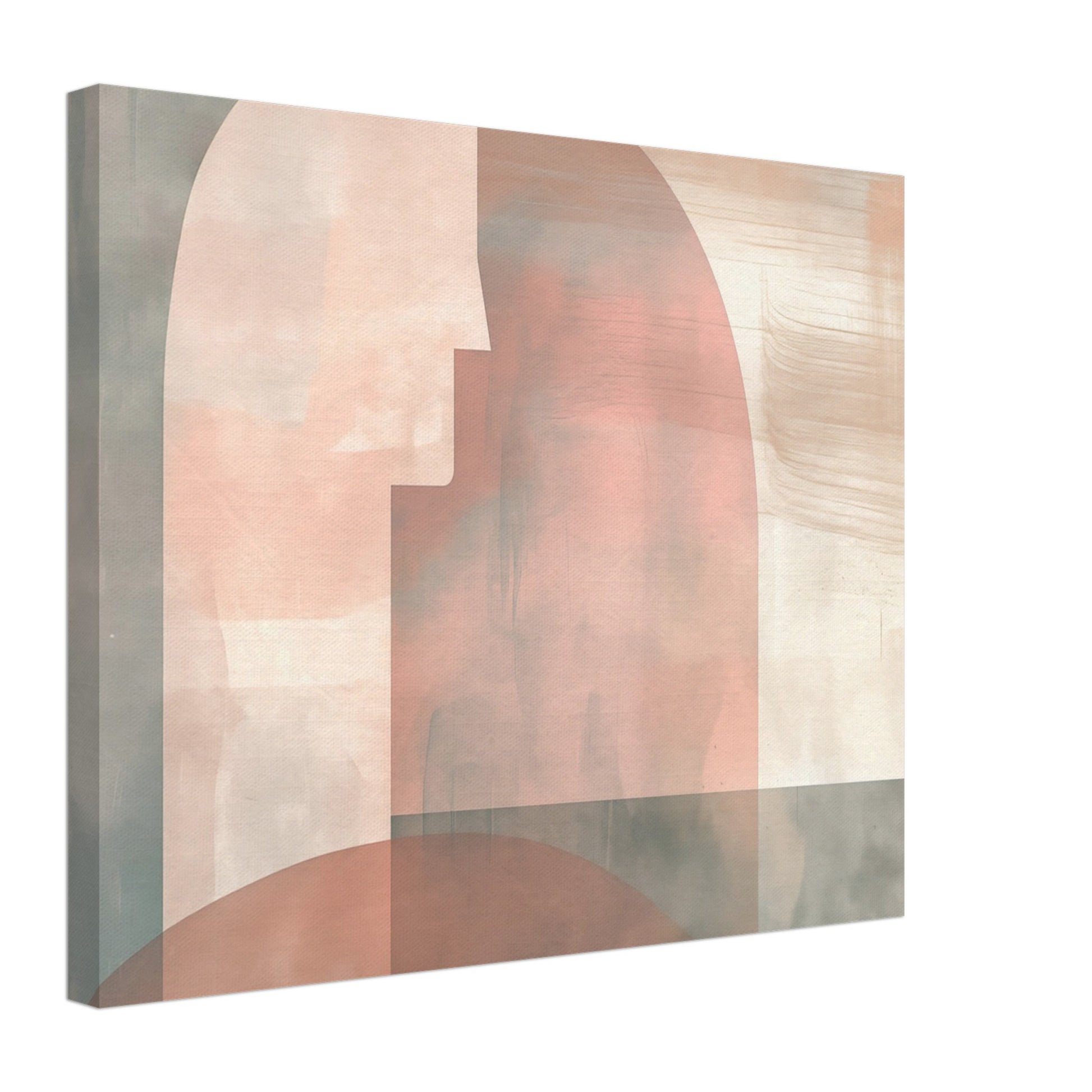 Leinwand „Sanfte Reflexion“ mit geometrischen Bögen in Altrosa, Creme, Taupe und Grau, 40x50 cm