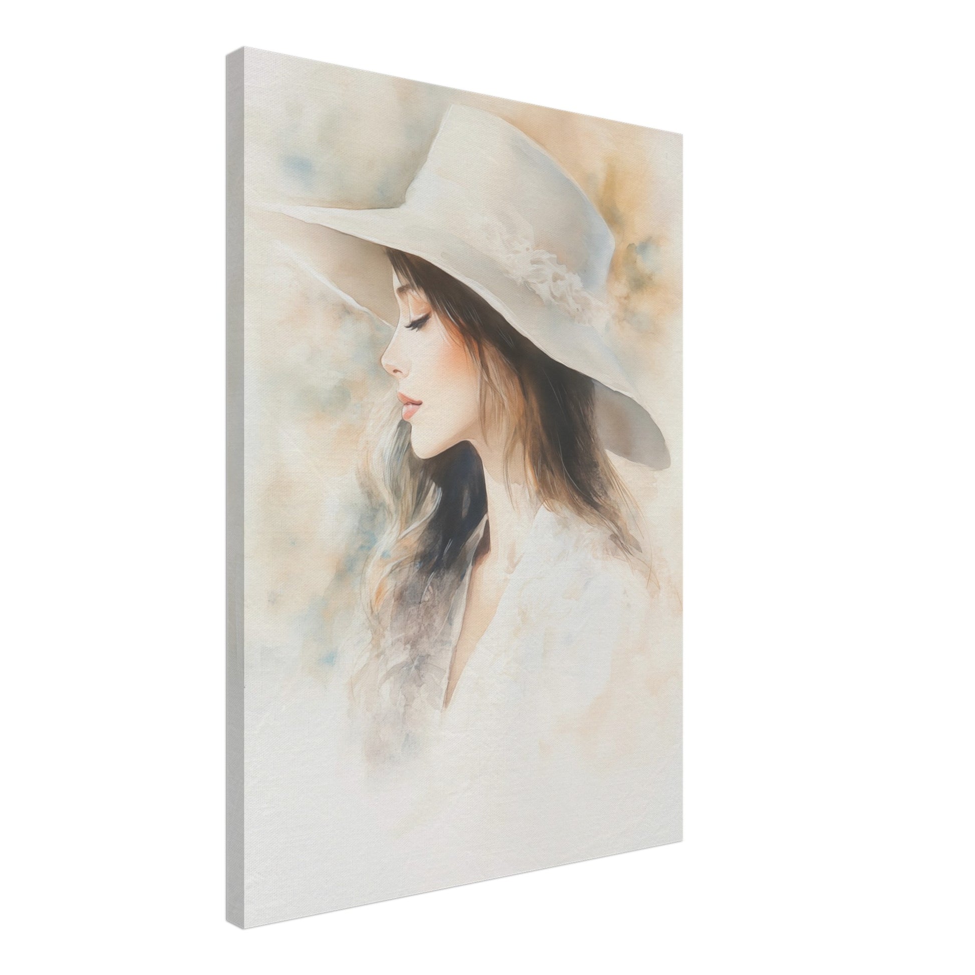 Zarte Wasserfarben-Porträt einer Frau Leinwand 50x70 cm - Pixara