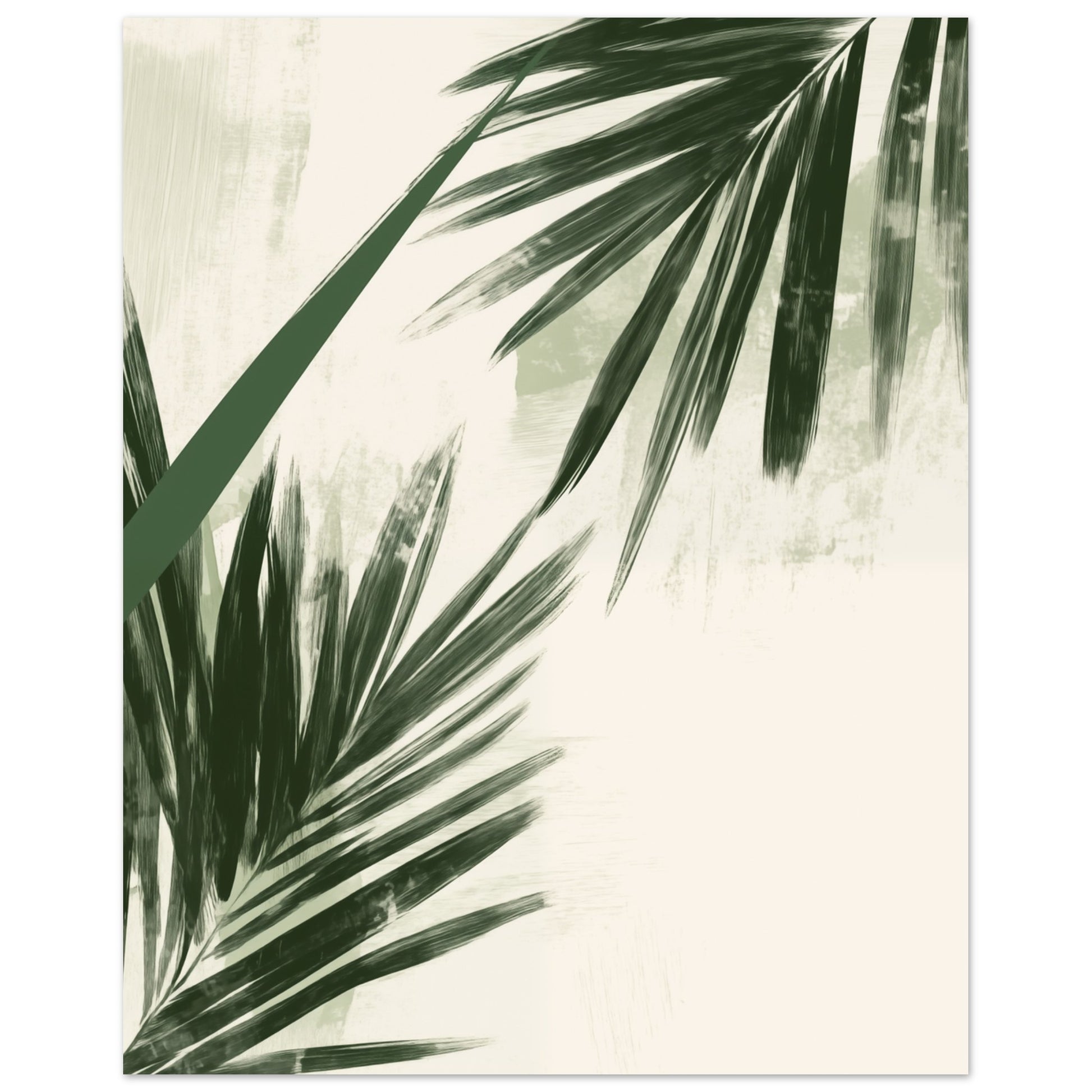Tropische Harmonie – Minimalistische Palmblätter Poster 20x25 cm - Pixara