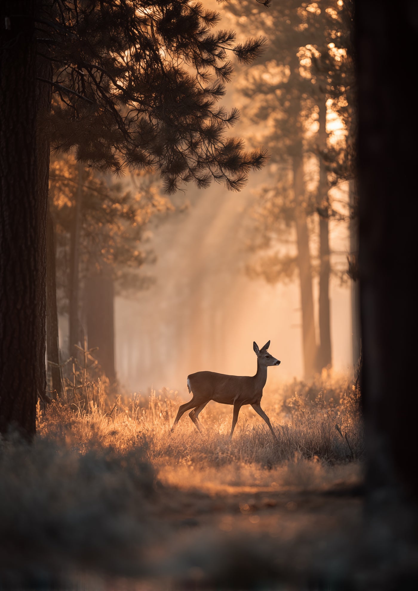 Reh im Morgenlicht